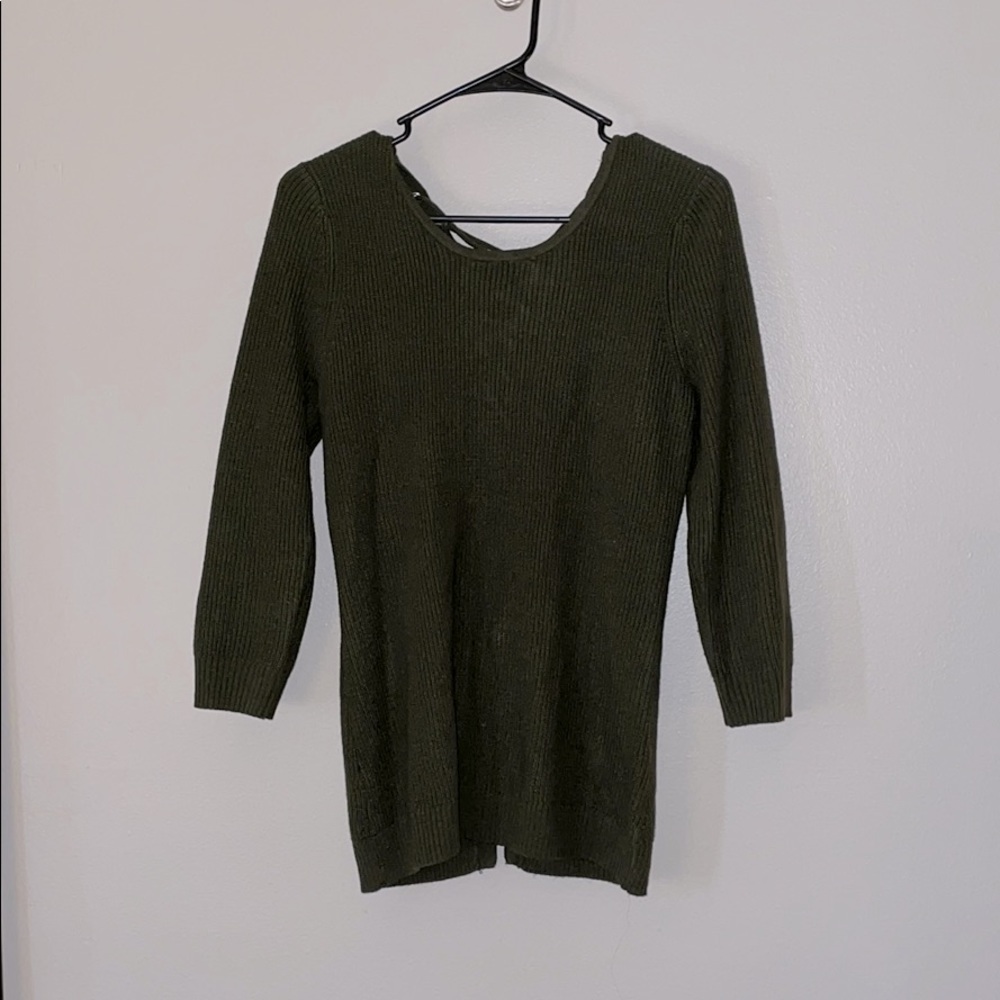 Sexy forest green lace up back sweater